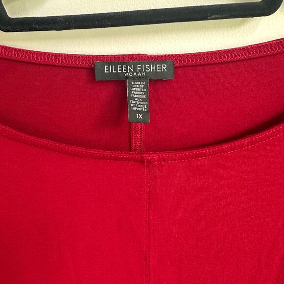 Eileen Fisher Dark Red Tunic 1X Plus Size Top Long Sleeves Stretch Comfort Fall - Picture 4 of 6